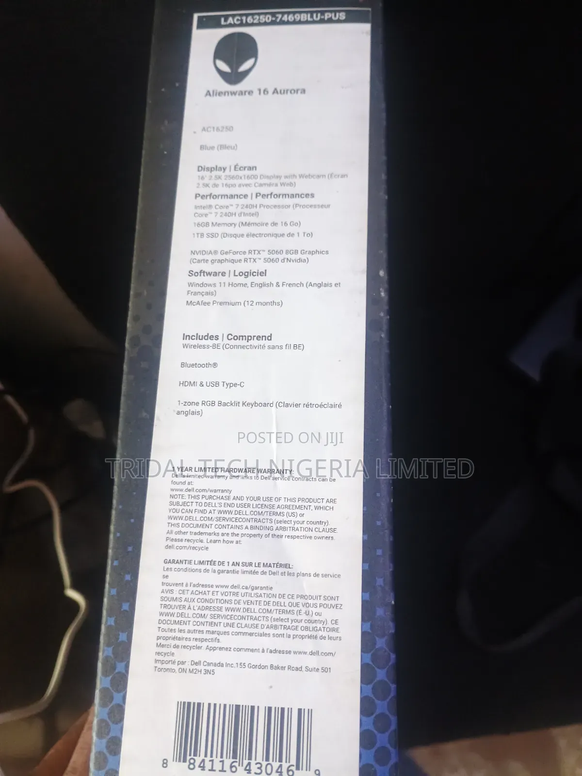 New Laptop Alienware 16 Aurora 16GB Intel Core 7 SSD 1T