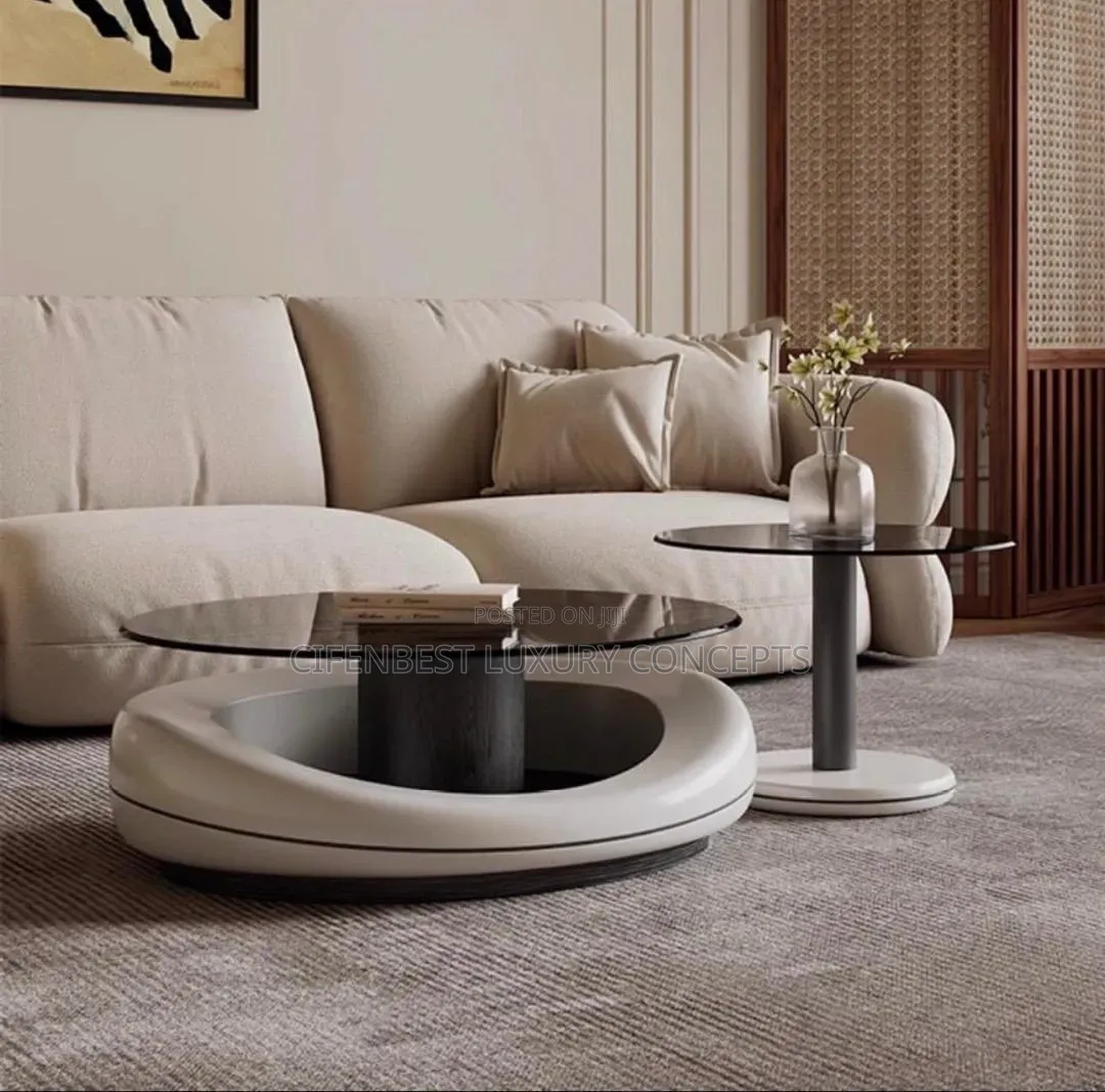 Round Glass-Top Centre Table Plus Mini Round Table