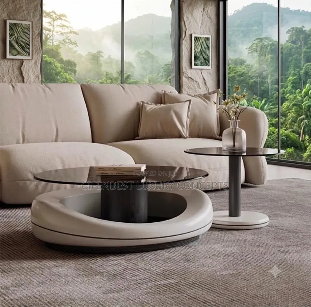 Round Glass-Top Centre Table Plus Mini Round Table