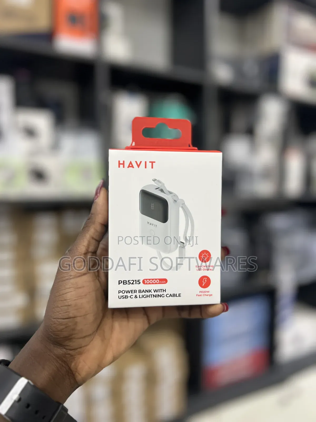 Havit PB5215|10,000mAh Power Bank With USB-C Lightning Cable