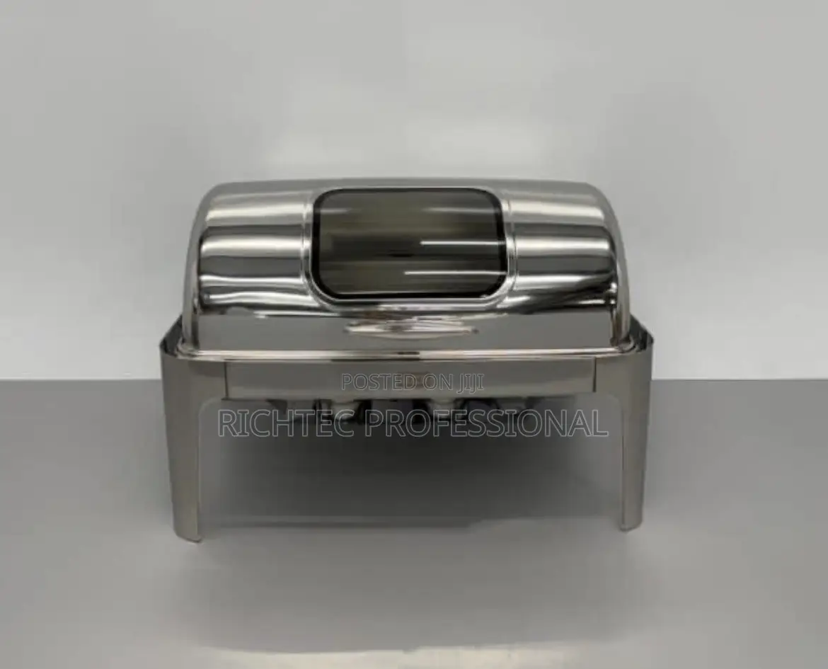 Luxury Stainless Steel Buffet Server – Window Roll-Top Chafer