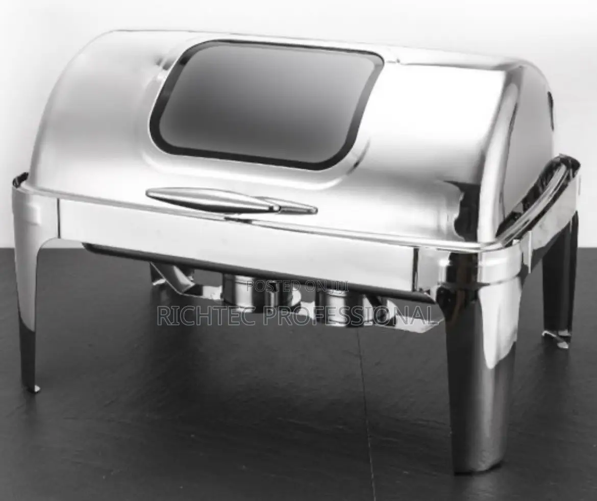 Luxury Stainless Steel Buffet Server – Window Roll-Top Chafer