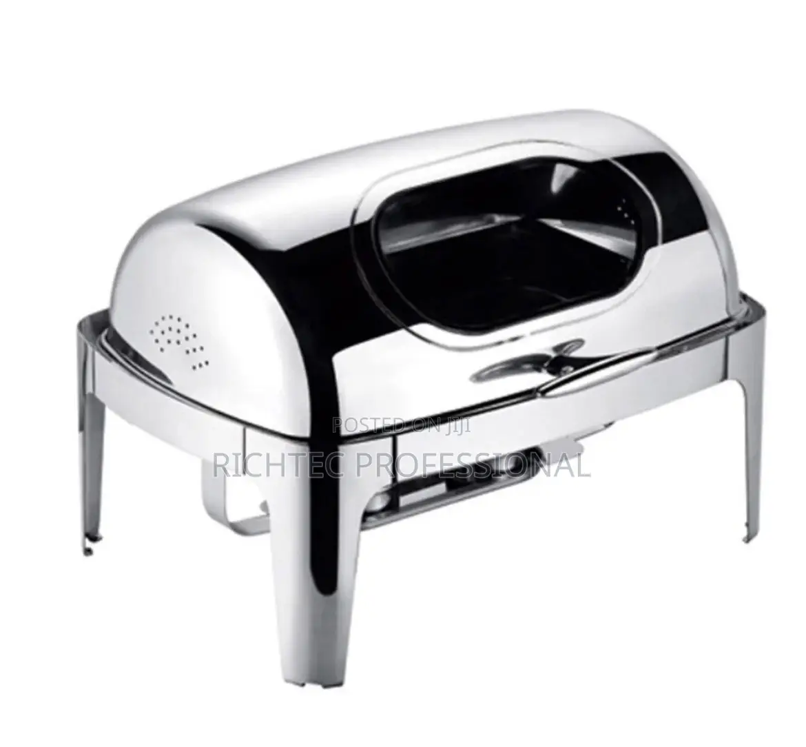 Luxury Stainless Steel Buffet Server – Window Roll-Top Chafer