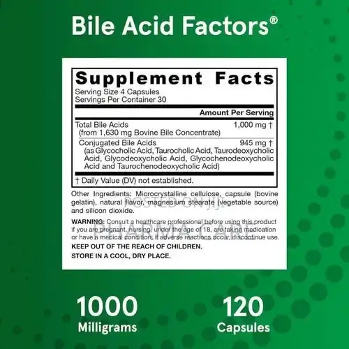 Bile Acid Factors - 120 Capsules Conjugated Bile Acid Formulation
