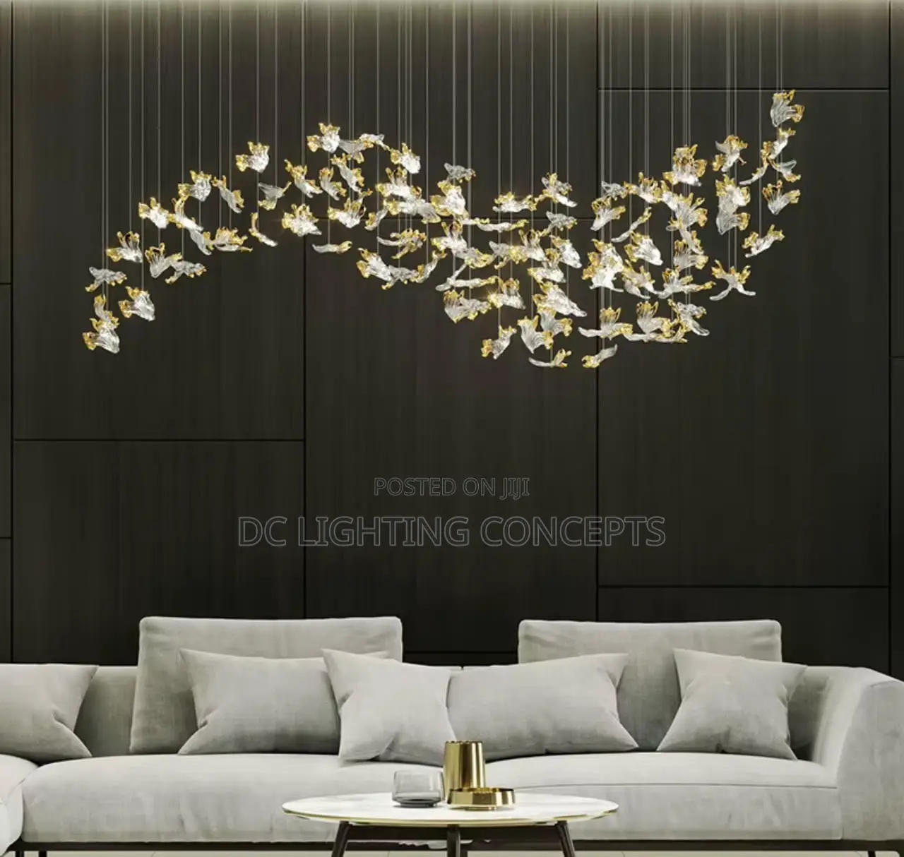 24pcs Modern Transparent Luxury Glass Gold Leaf Led Ceiling Chandelier
