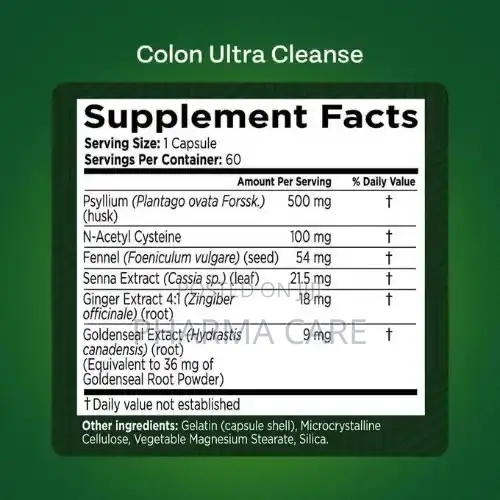 Colon Ultra Cleanse 60 Capsules Help Loosen and Soften Fecal Waste