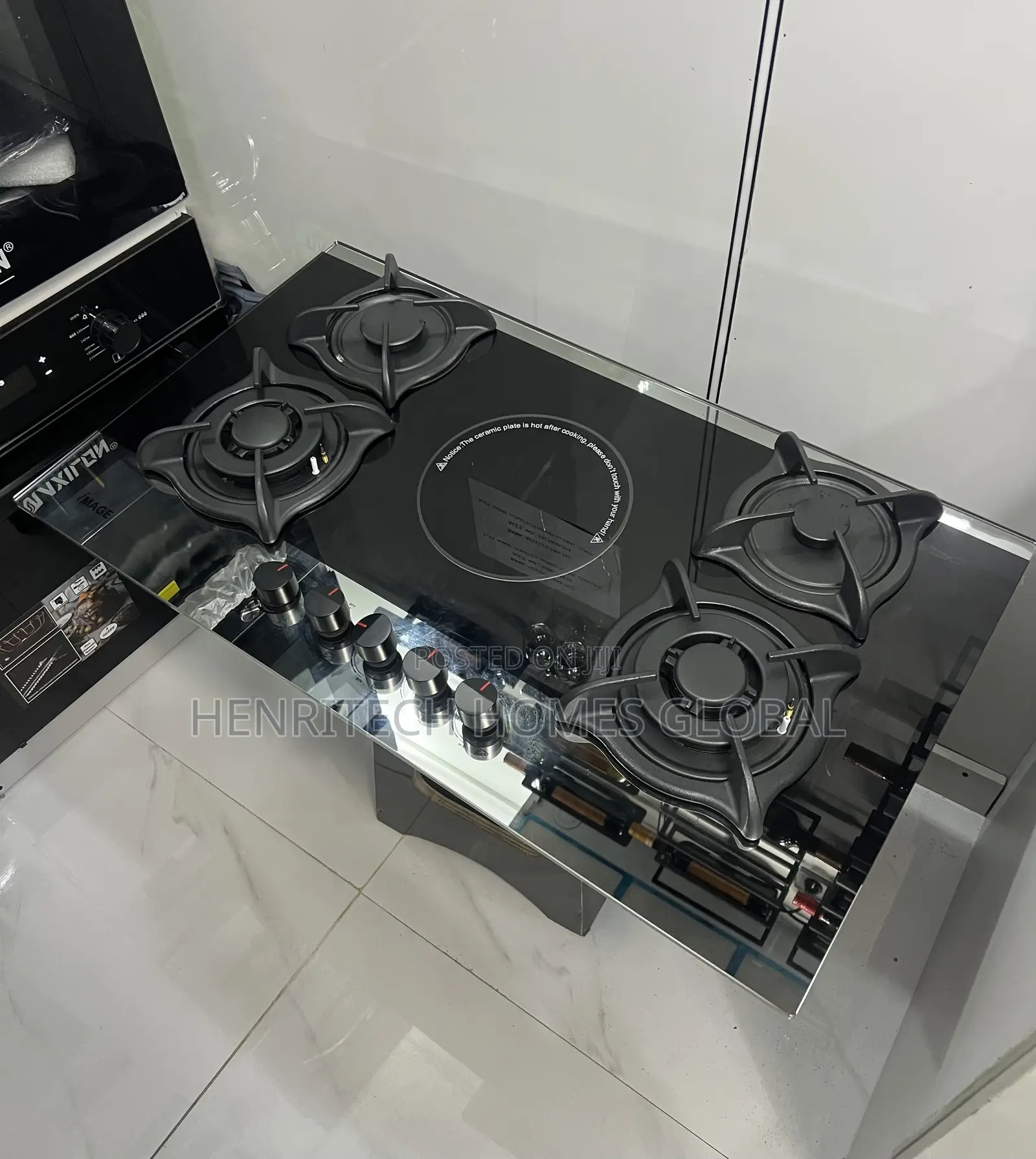 90CM 5-Burner Gas Hob | 4 Gas + 1 Electric | 8MM Tempered Glass