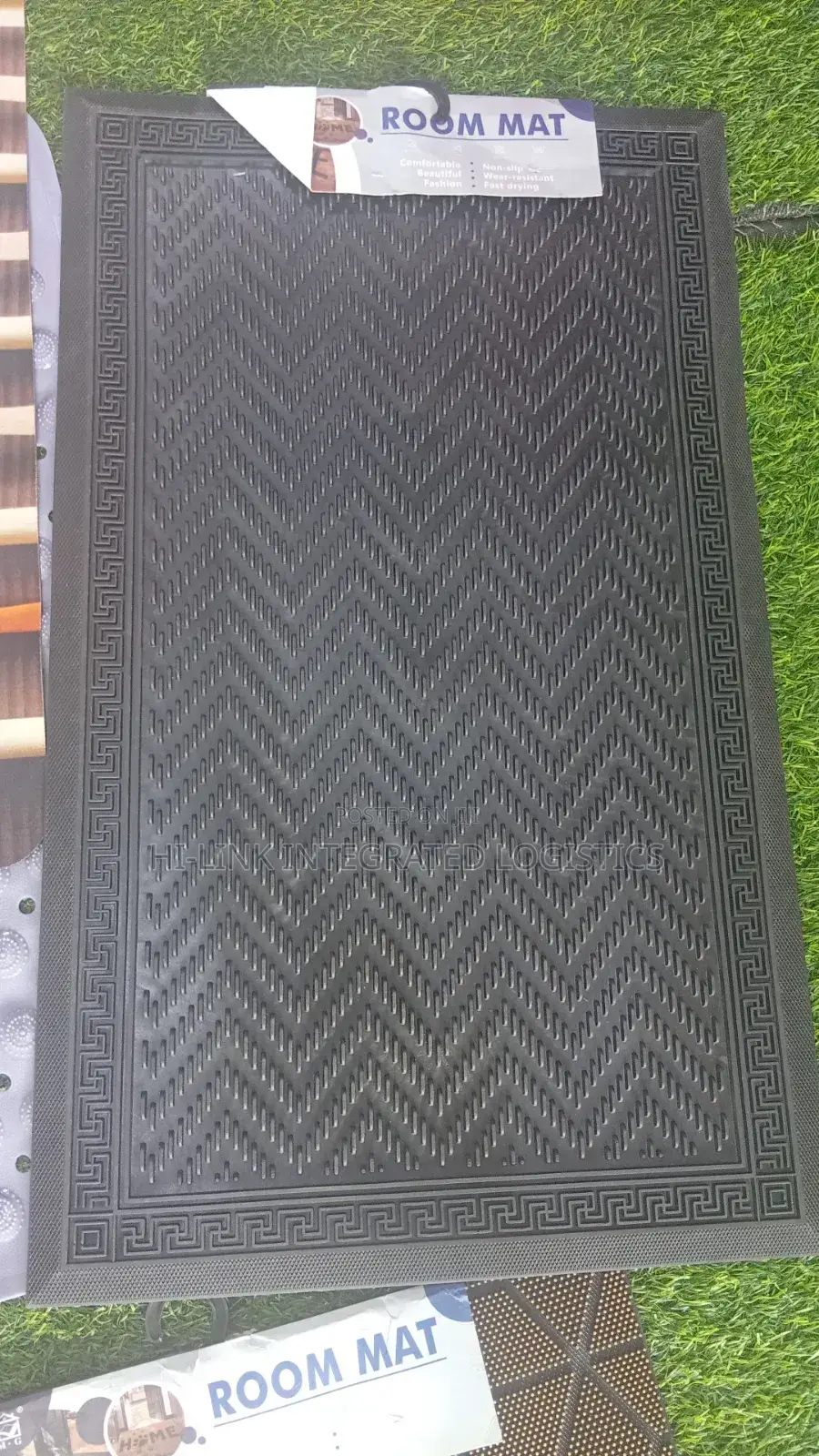 Greek Key Heavy-Duty Textured Rubber Door Mat