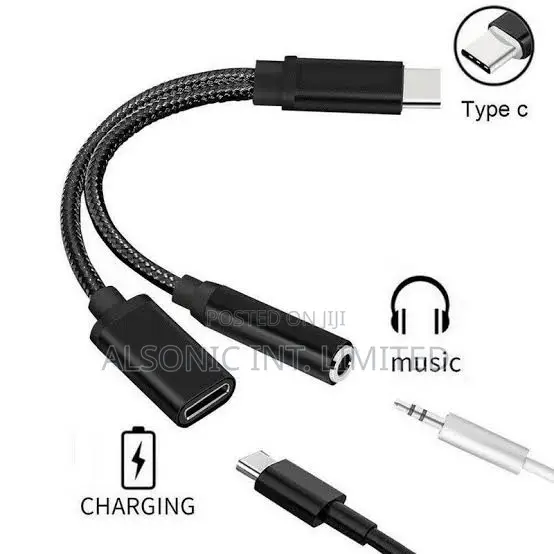 2 in 1 USB C to 3.5mm Headphone Audio and Charger Adapter