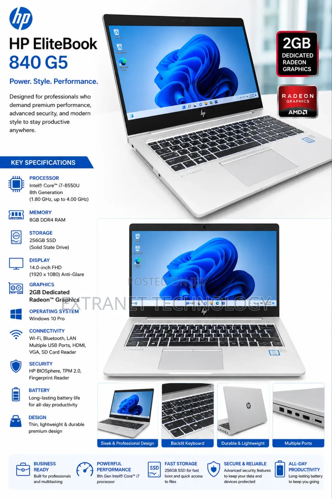Laptop HP EliteBook 840 G5 8GB Intel Core i7 SSD 256GB