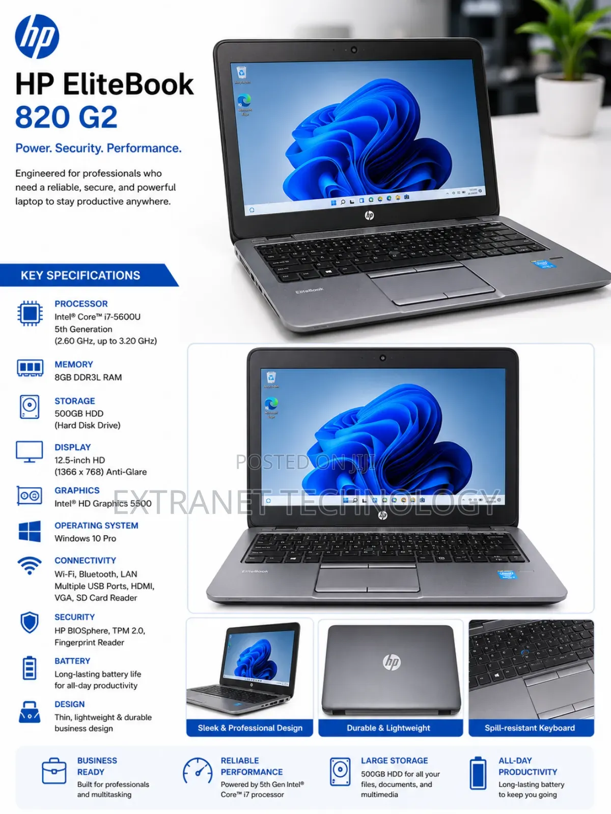 Laptop HP EliteBook 820 G2 8GB Intel Core i7 HDD 500GB