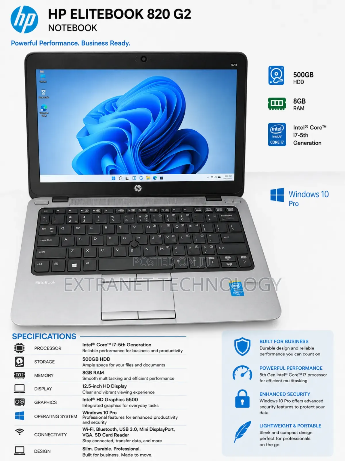 Laptop HP EliteBook 820 G2 8GB Intel Core i7 HDD 500GB