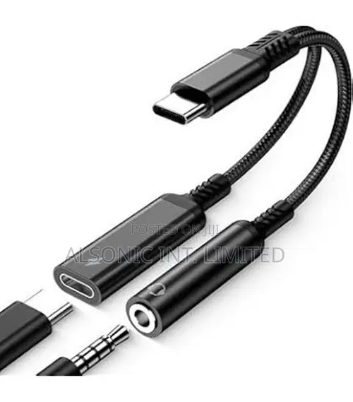 2 in 1 USB C to 3.5mm Headphone Audio and Charger Adapter
