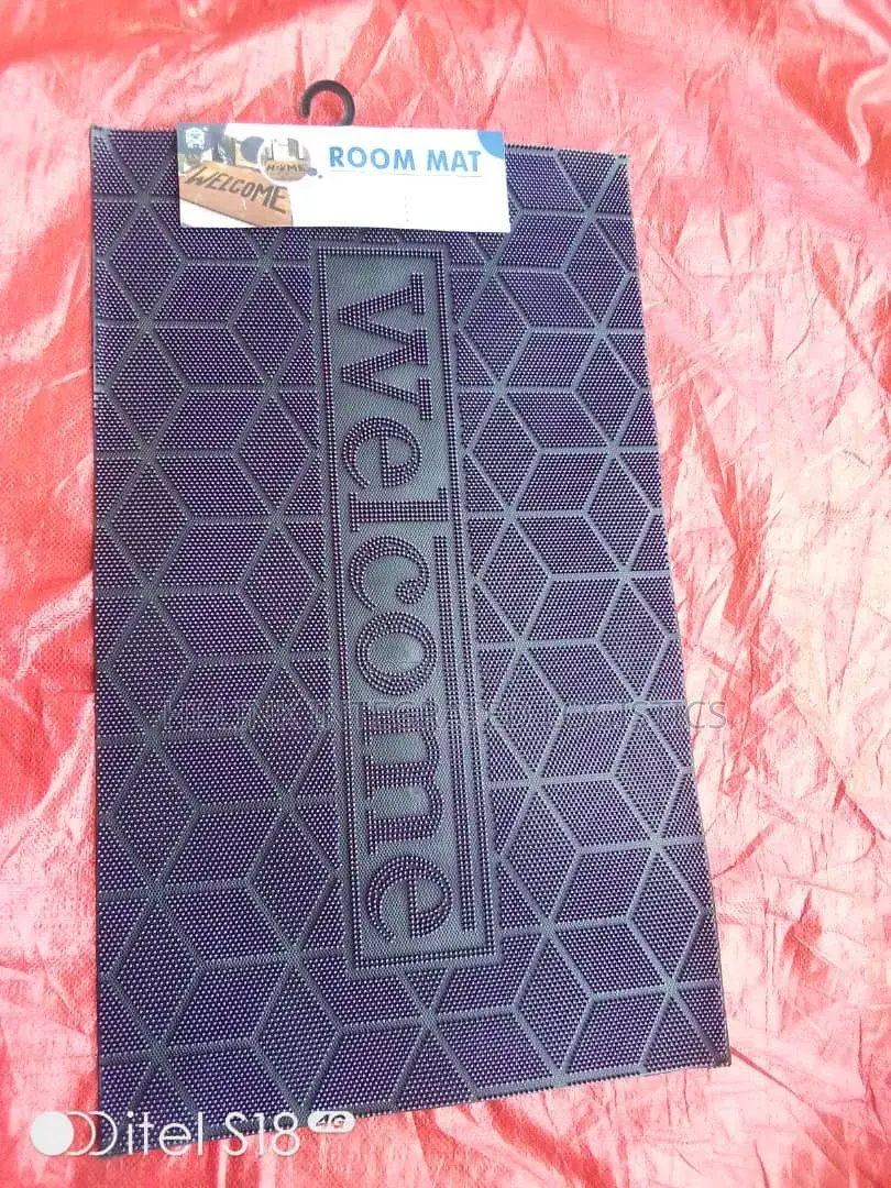 Geometric "Welcome" Rubber Door Mat