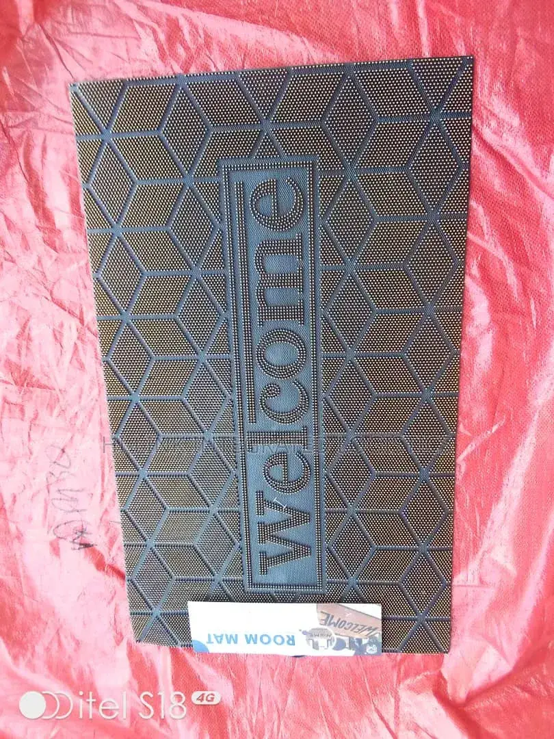 Geometric "Welcome" Rubber Door Mat