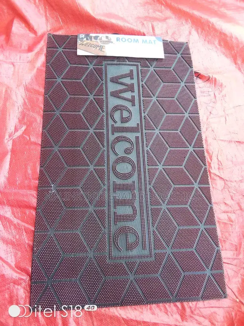 Geometric "Welcome" Rubber Door Mat