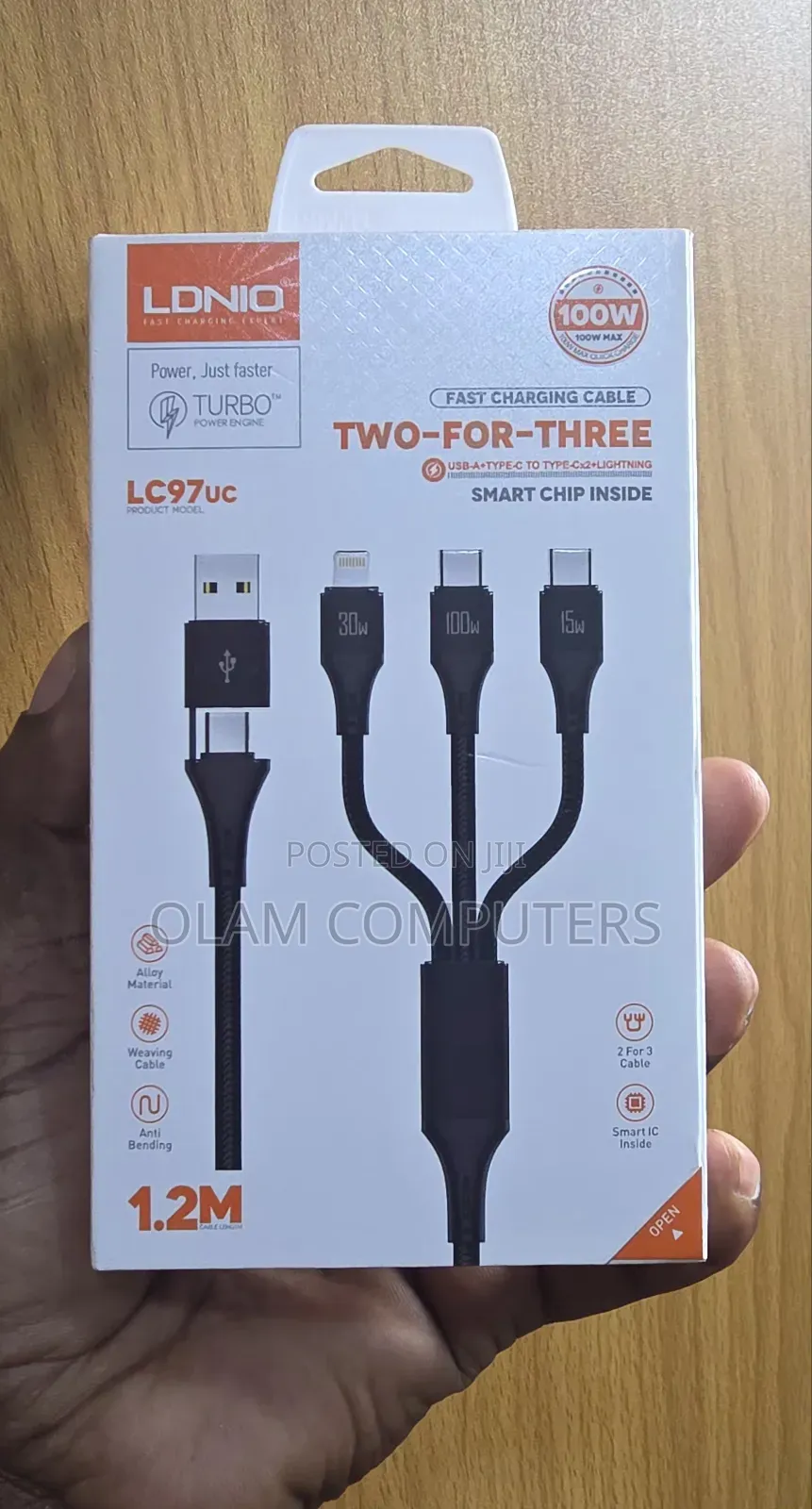 LDNIO Two for Three 100W 1.2M Cable LC97UC