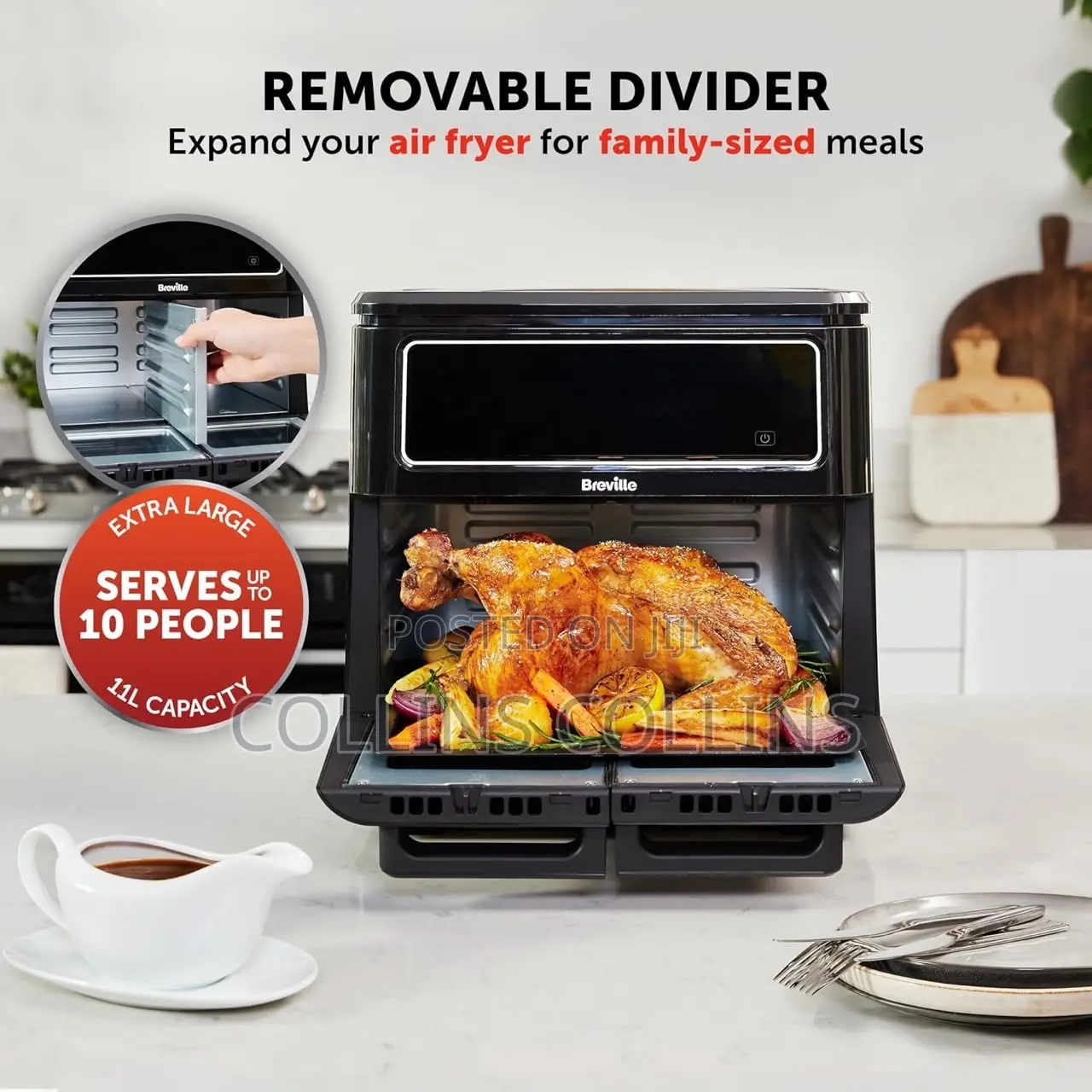Breville Halo Flexi Air Fryer | Digital Dual Air Fryer Oven | 11L: