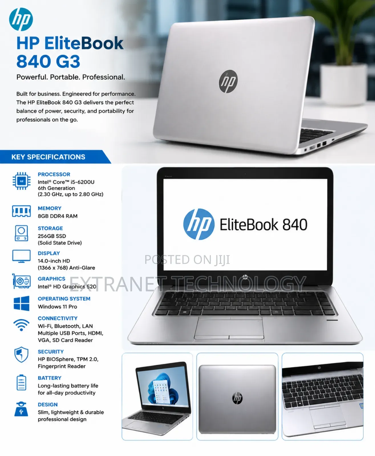 Laptop HP EliteBook 840 G3 8GB Intel Core i5 SSD 256GB