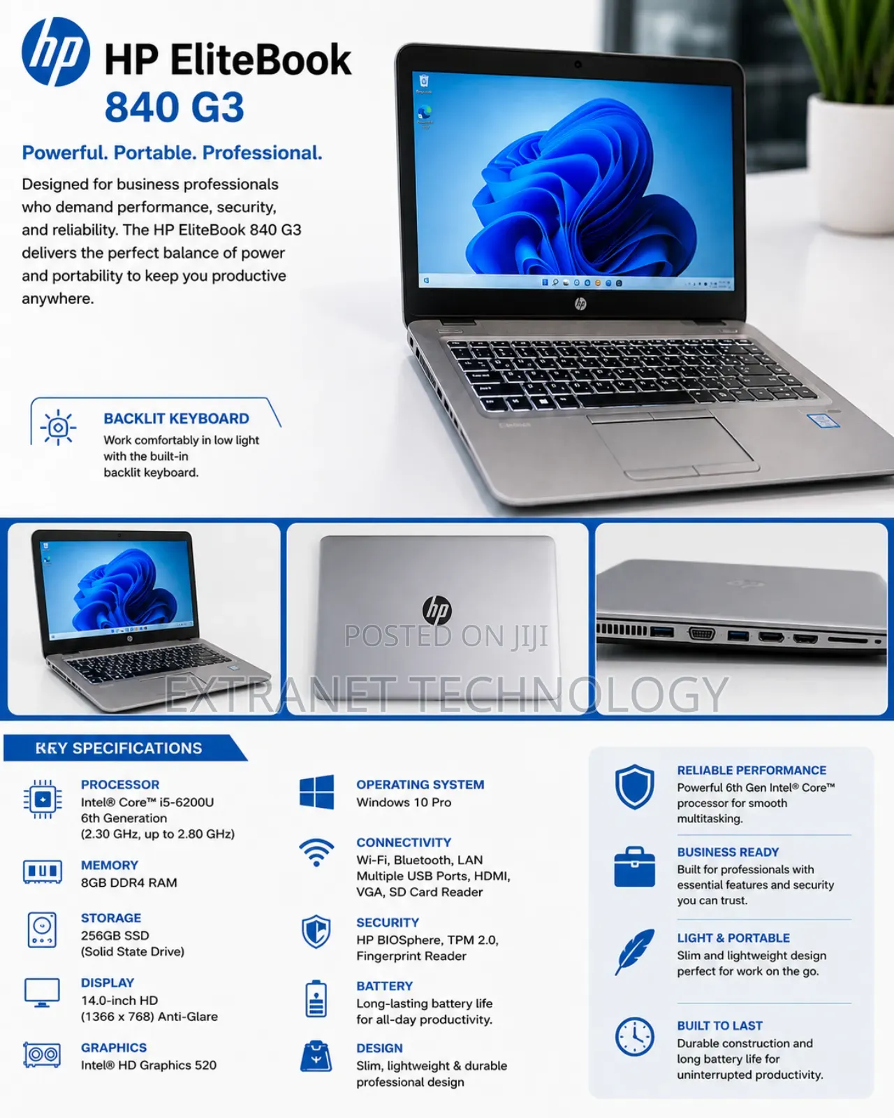 Laptop HP EliteBook 840 G3 8GB Intel Core i5 SSD 256GB