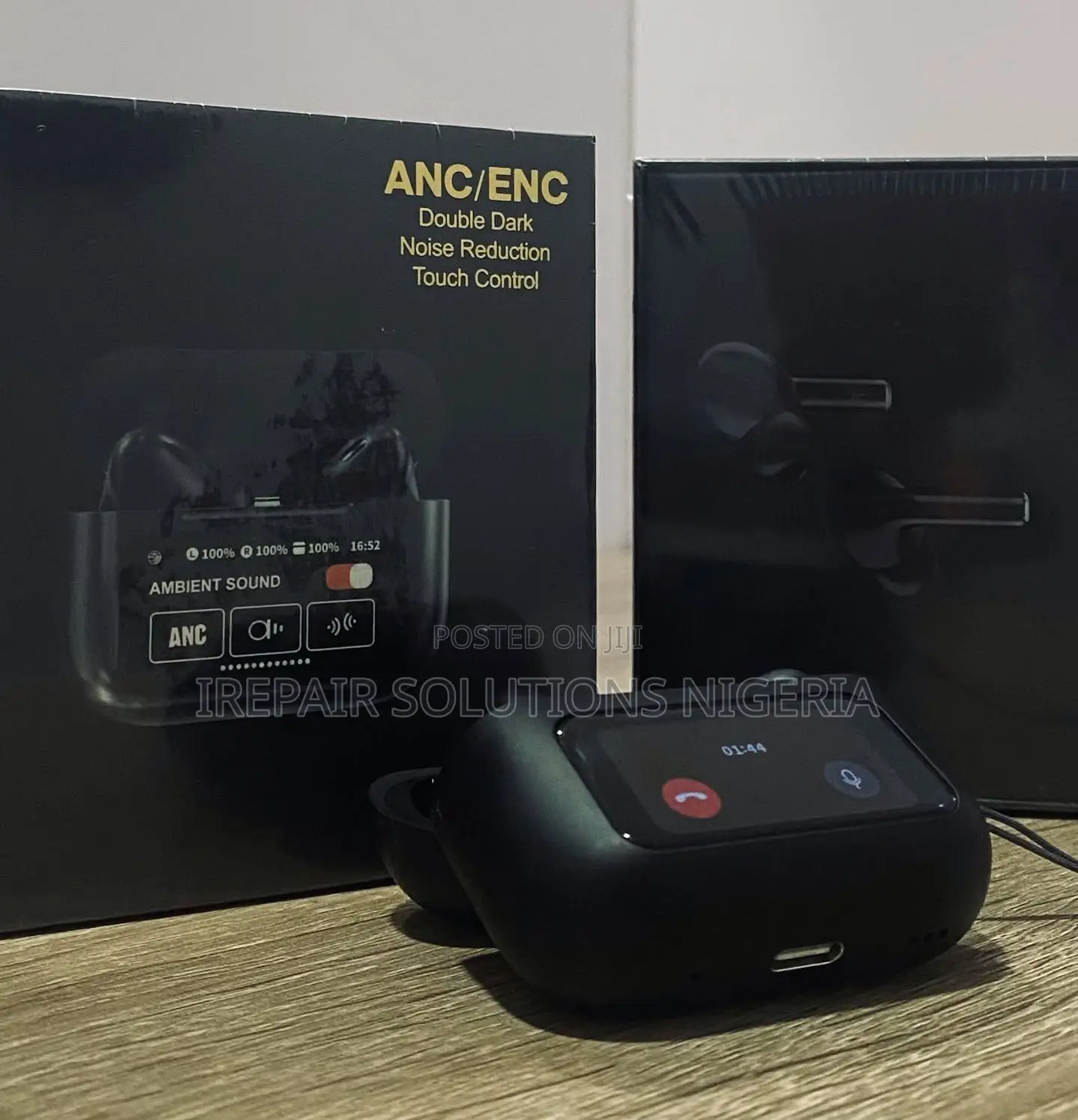 Smart LCD Touchscreen Wireless Earbuds (ANC + Video Scrolling Remote)