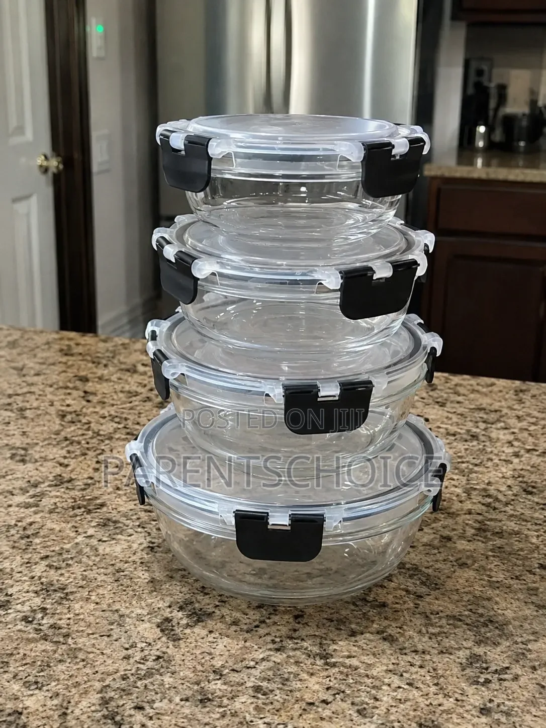 4 Pieces Round Borosilicate Glass Airtight Storage Containers