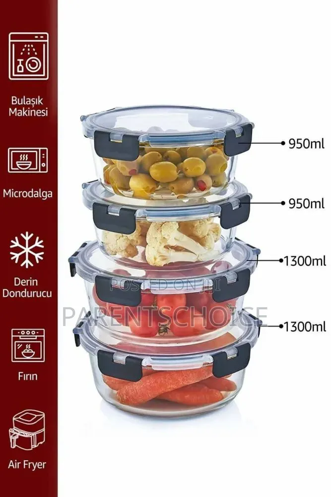 4 Pieces Round Borosilicate Glass Airtight Storage Containers