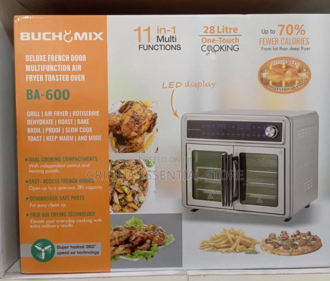 Buchymix 28-Litre, 11-in-1 Double French Door Airfryer, Toaster & Oven