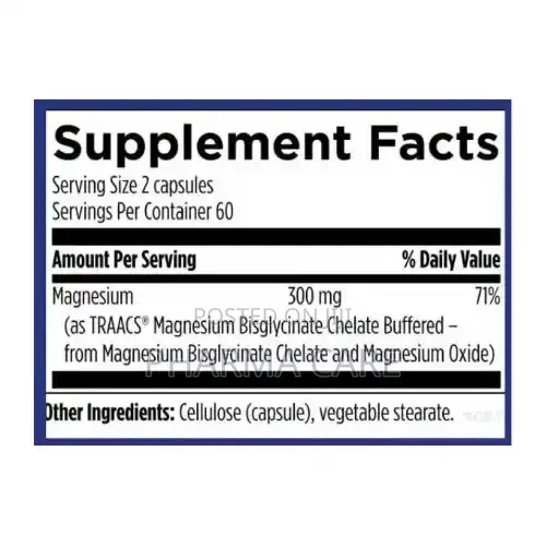 Magnesium Bisglycinate Buffered With Magnesium Oxide 120 Capsules