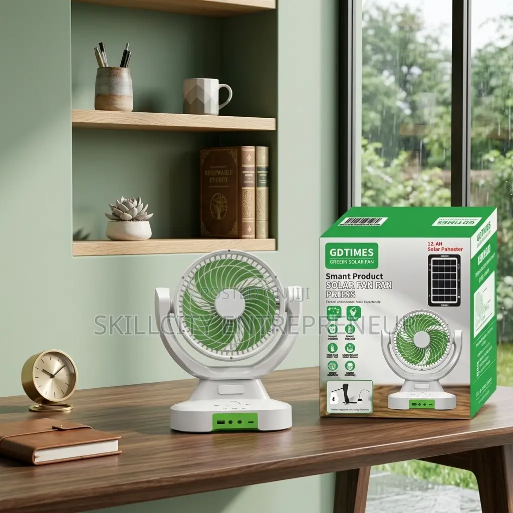 GD Times 9 Inches Rechargeable Solar Fan