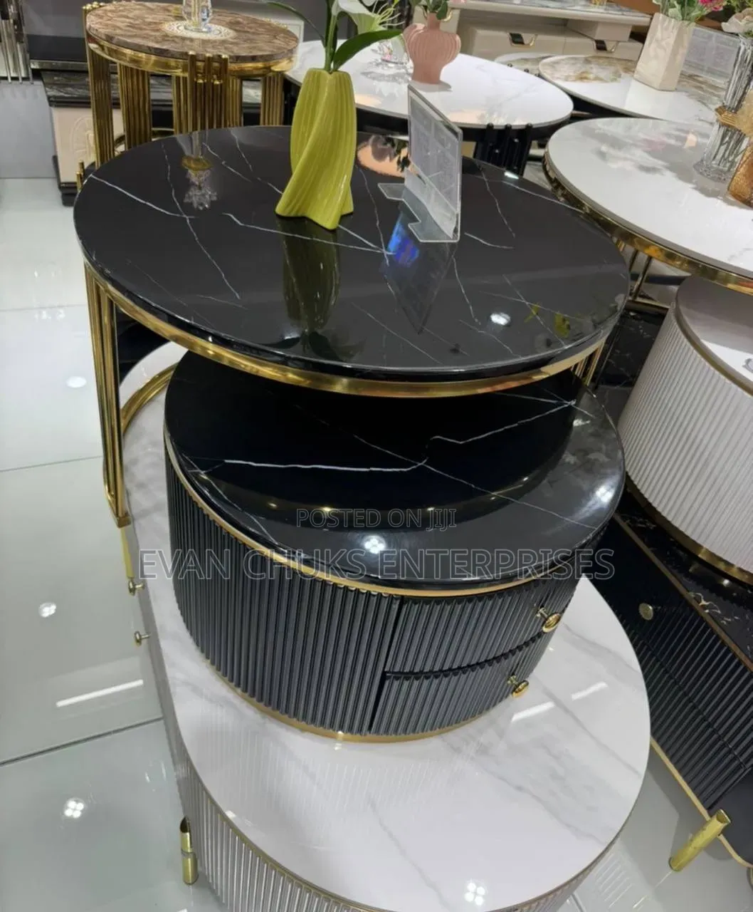 2 in 1 Marble Centre Table With Drawers