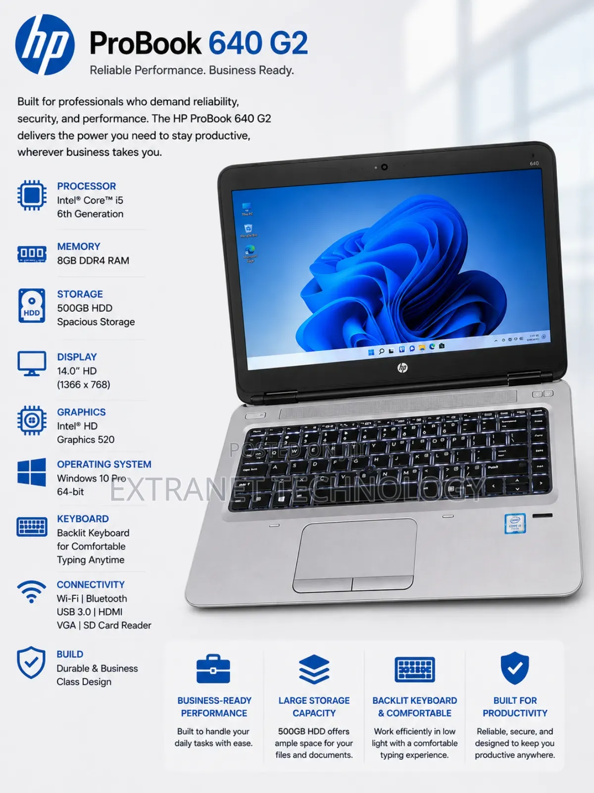 Laptop HP ProBook 640 G2 8GB Intel Core i5 HDD 500GB