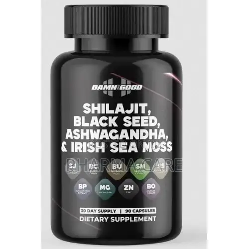 Shilajit,black Seed, Ashwagandha & Sea Moss 90 Capsules
