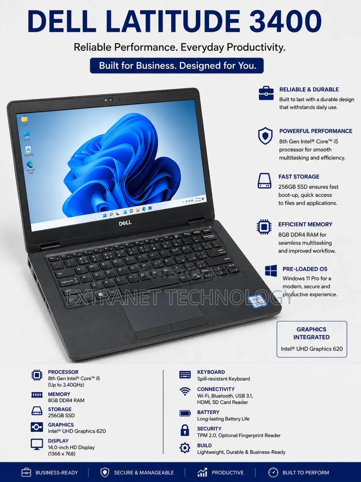 Laptop Dell Latitude 3400 8GB Intel Core i5 SSD 256GB