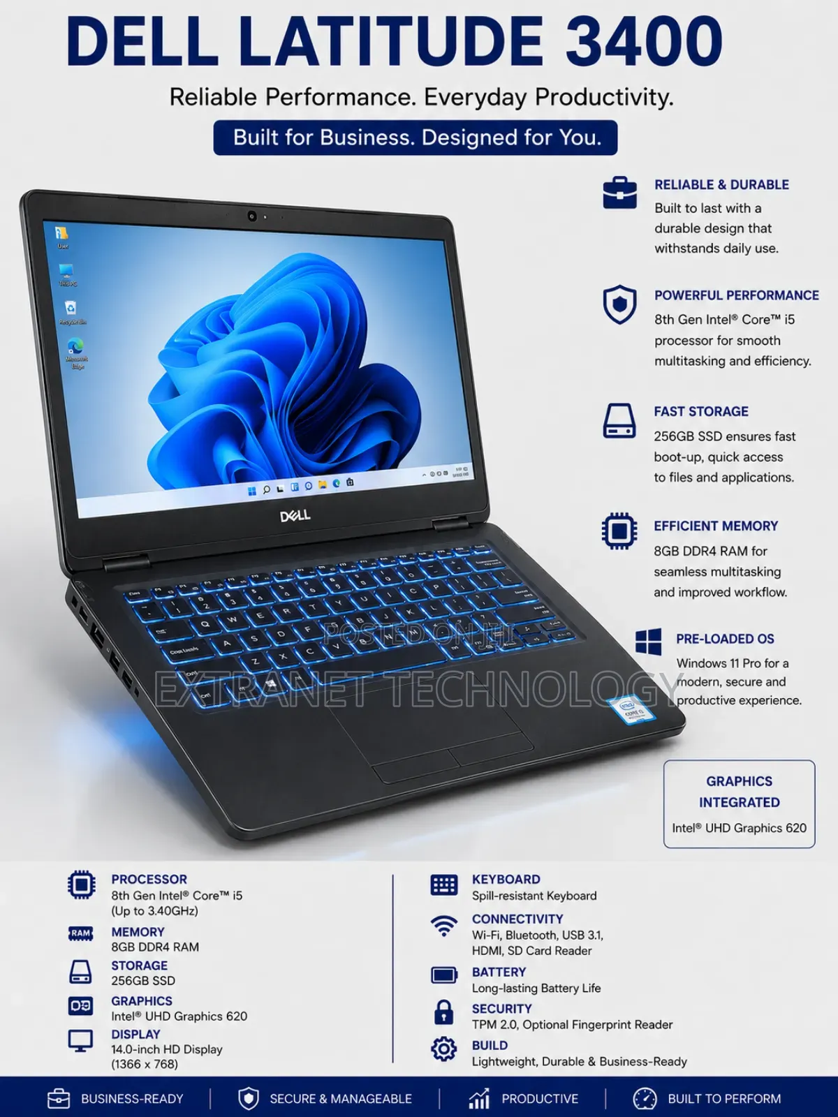 Laptop Dell Latitude 3400 8GB Intel Core i5 SSD 256GB