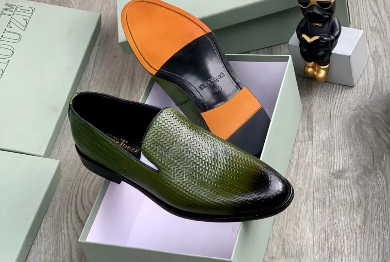 PIERRE LOU... Men’s Loafers Made in Italy Premium Suede Green