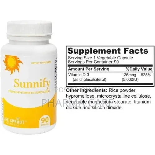 Vitamin D3 5000 Iu 90 Capsules Sunnify - Premium