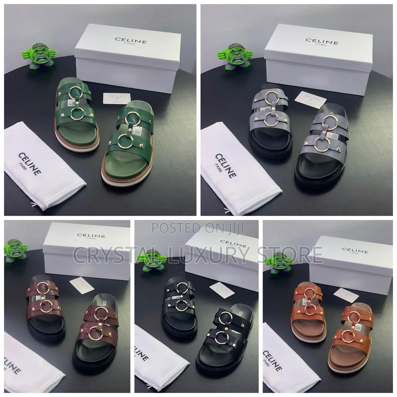 Celine Quality Luxury Men Genuine Leather Sandals