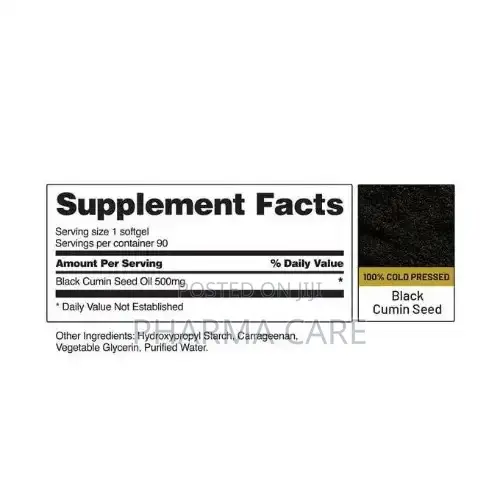 Black Seed Oil Capsules 10 0% Cold Pressed - 90 Capsules