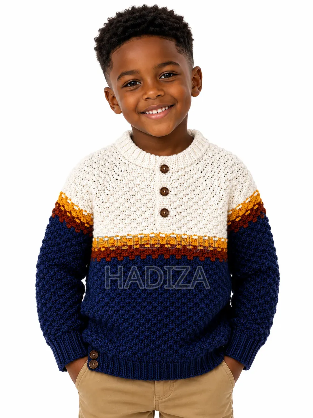 Navy Blue and Cream Sweater