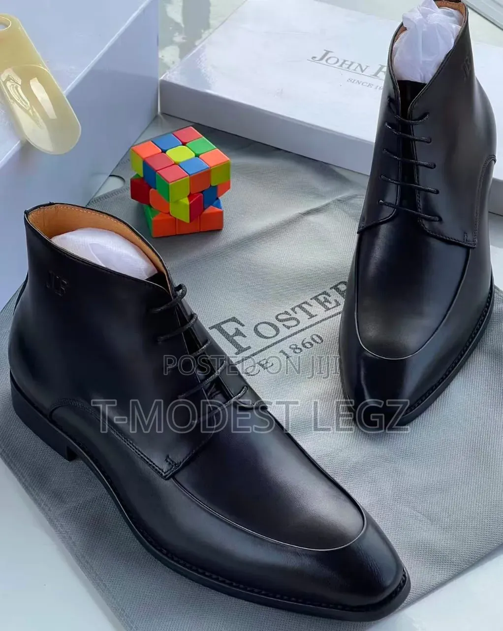 John Foster Men's Luxury Leather Dress Boots (Black
Collection)