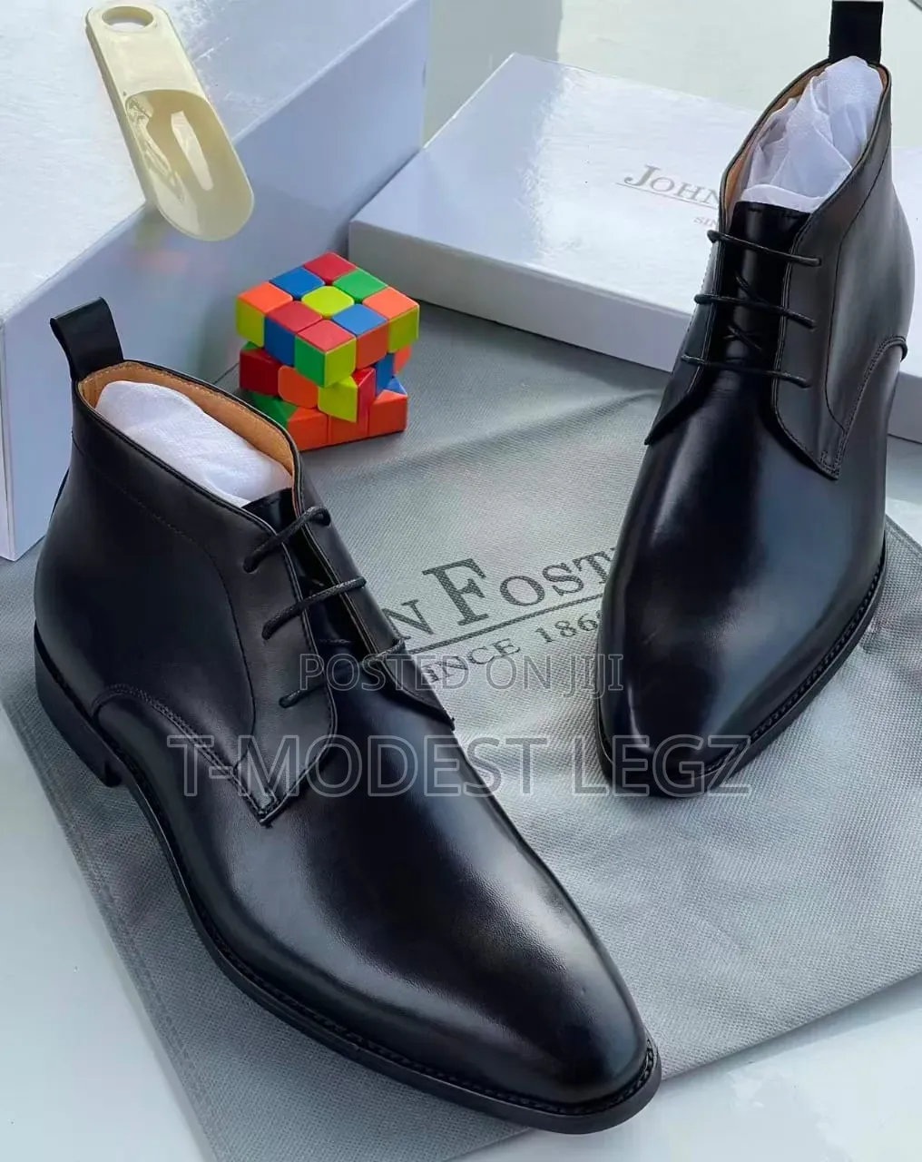 John Foster Men's Luxury Leather Dress Boots (Black
Collection)