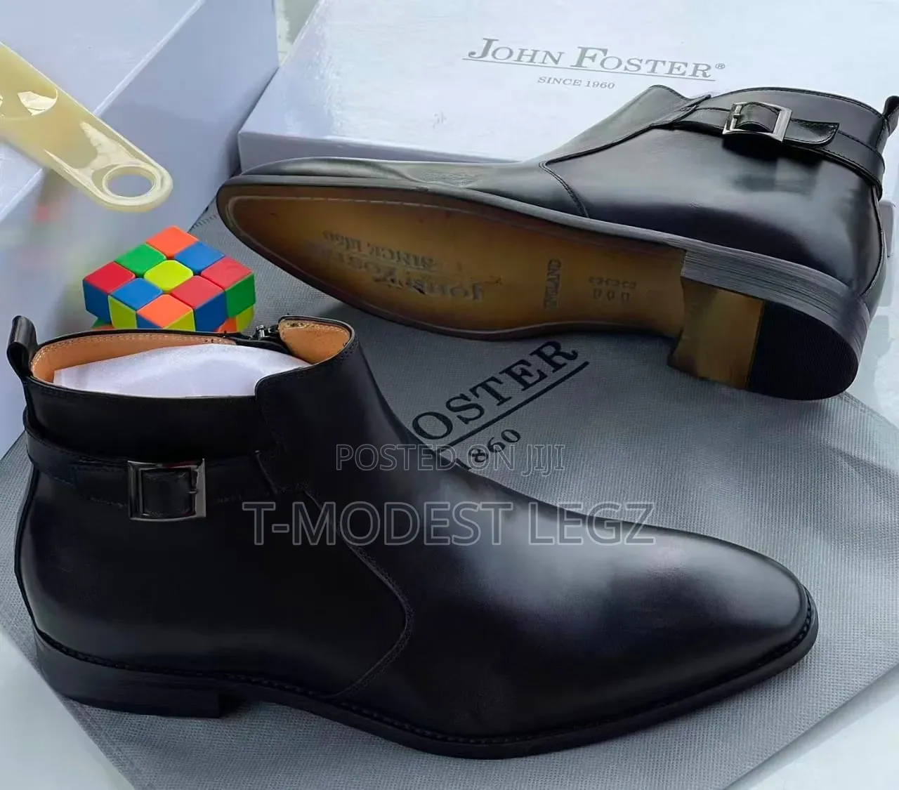 John Foster Men's Luxury Leather Dress Boots (Black
Collection)