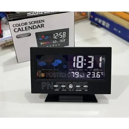 Table Clock Colored With Calendar Screen
