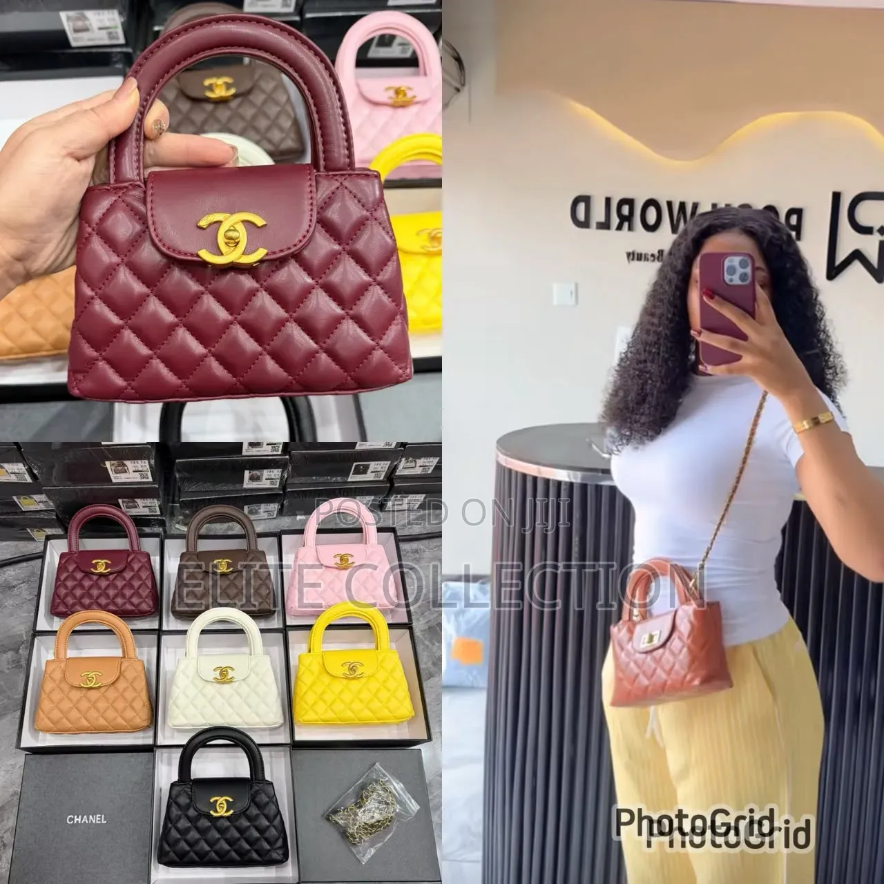 Original Channel Mini Kelly Bag & Slide Pink, Yellow,Wine,Black, White