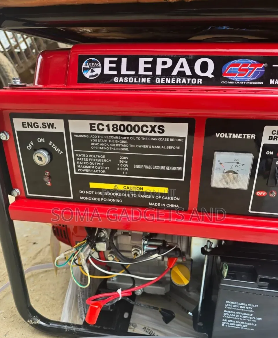 7.5kva Elepaq Constant Petrol Generator Model Ec18000cxs 100% Copper