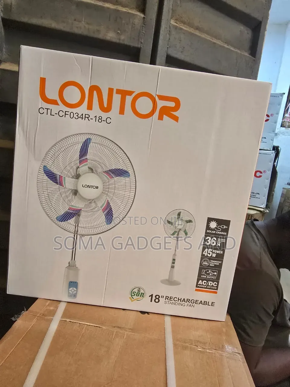 18inch Lontor Rechargeable Standing Fan