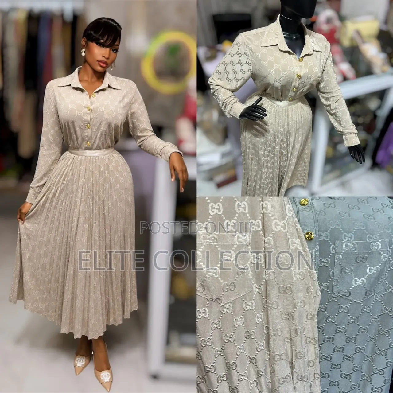 Gucci 2pcs Skirt  Size M-2xL
Colors: Nude and Grey