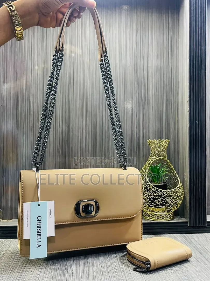 Chrisbella..
2in1 Medium Size 
Chain Leather Handbag .