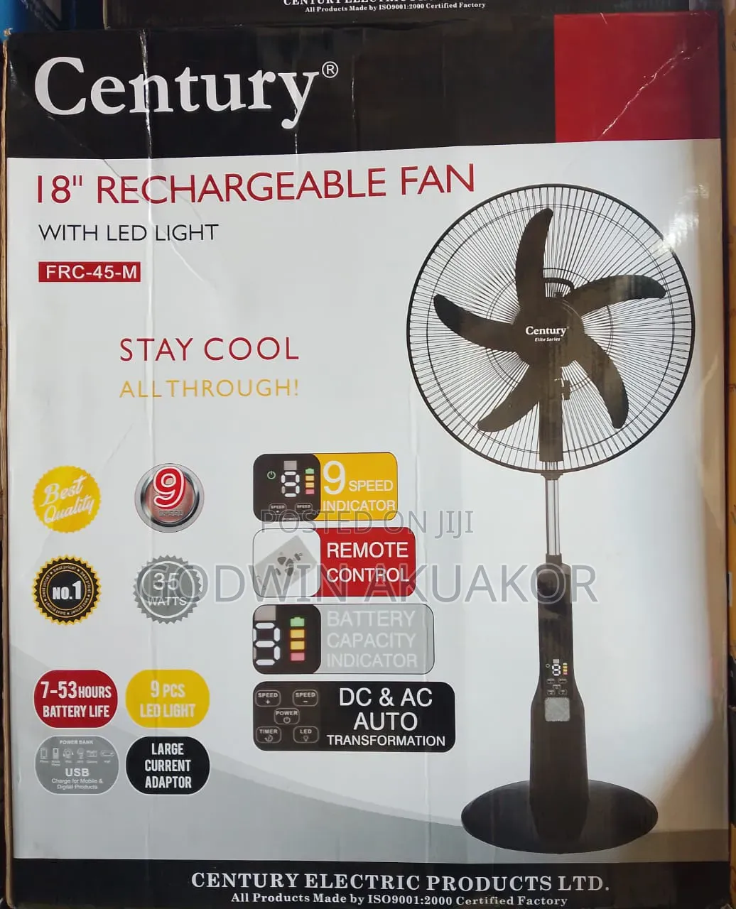 18 Inches Century Rechargeable Fan